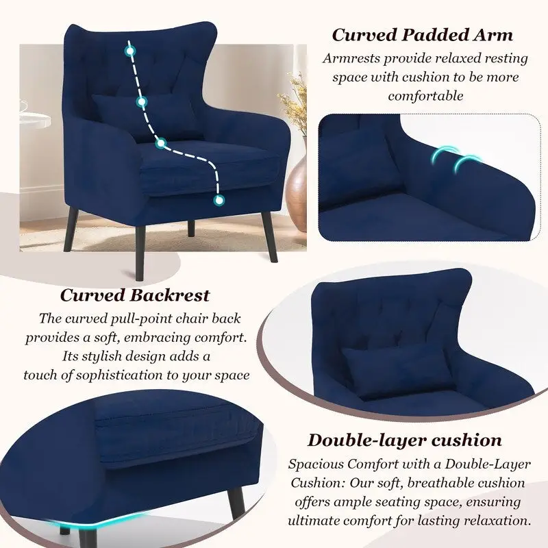 2-Piece Modern Velvet Living Room Couch Set Upholstered