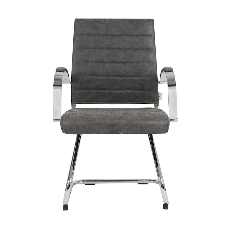 Leather Office Chair with Stainless Steel Sled Base Benmar Series by LeisureMod