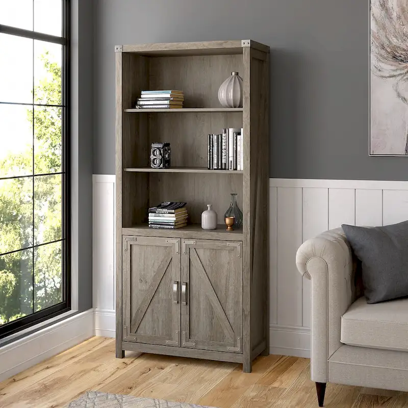 Knoxville Tall 5 Shelf Bookcase with Doors by Bush Furniture