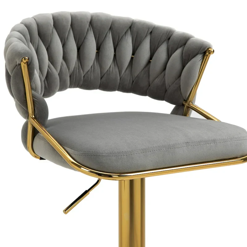 Set of 4 Bar Stool Adjustable Height with Swivel Seat