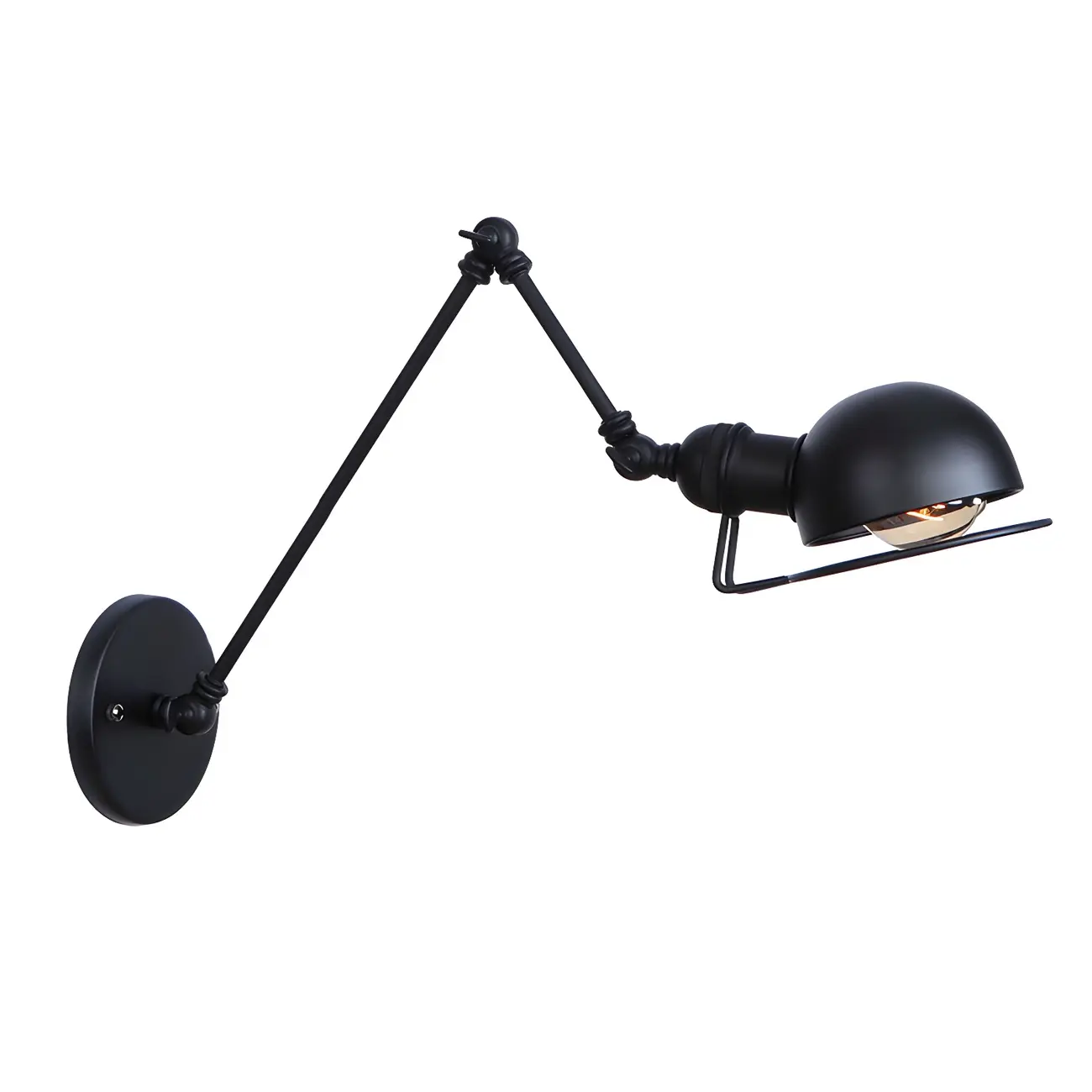 Industrial Black Adjustable Swing Arm Wall Sconce