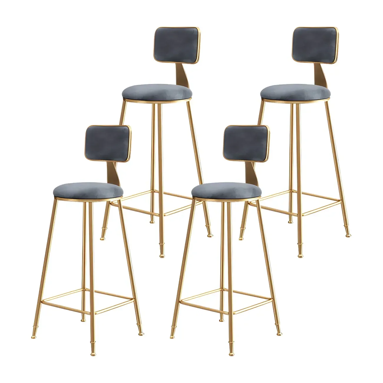 Round Velvet Upholstered Counter Bar Stools