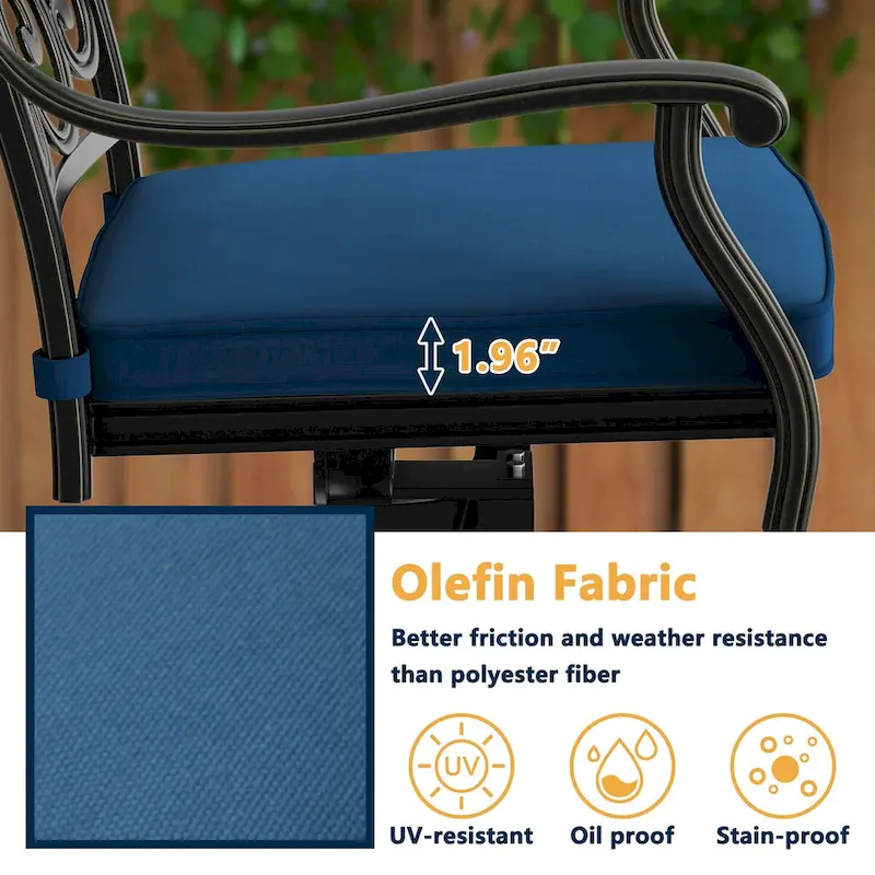 Patio Cast Alum Carved Swivel Dining Chairs with Cushions(Set of 2)