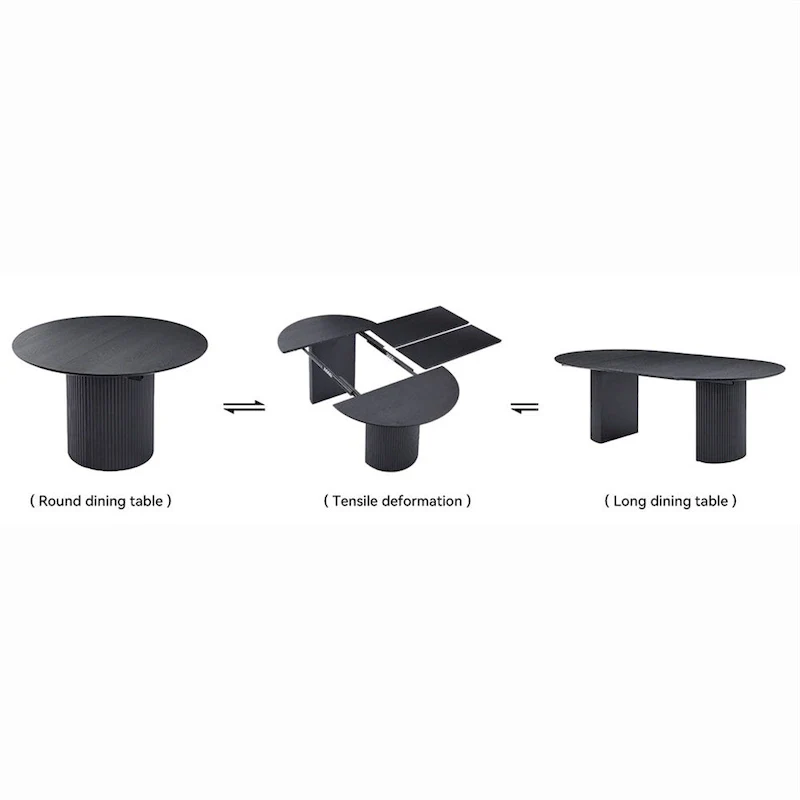 Solid Top Kitchen Oval Expandable Dining Table - N/A