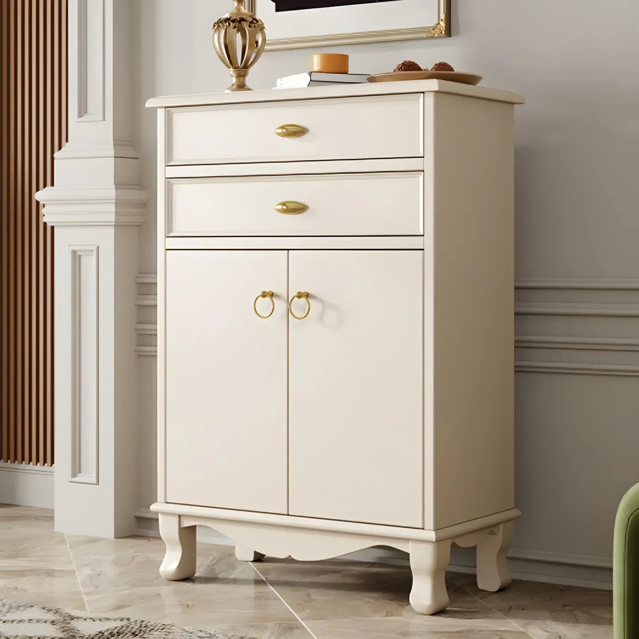 41H White Oak Wood Combo Dresser with Cabinet