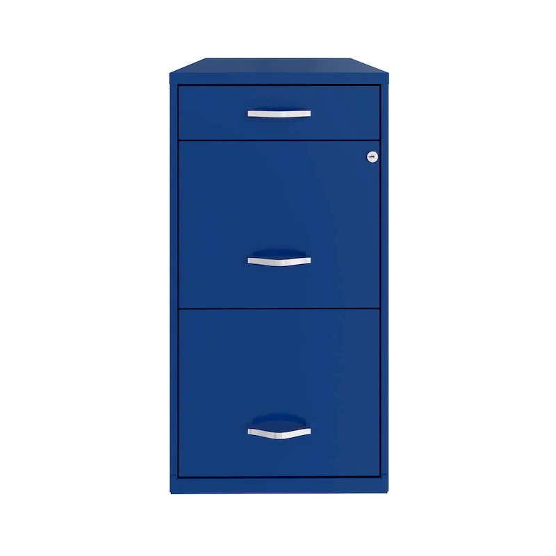 Blue 3-Drawer Metal File Cabinet, Letter Size, 1-Person