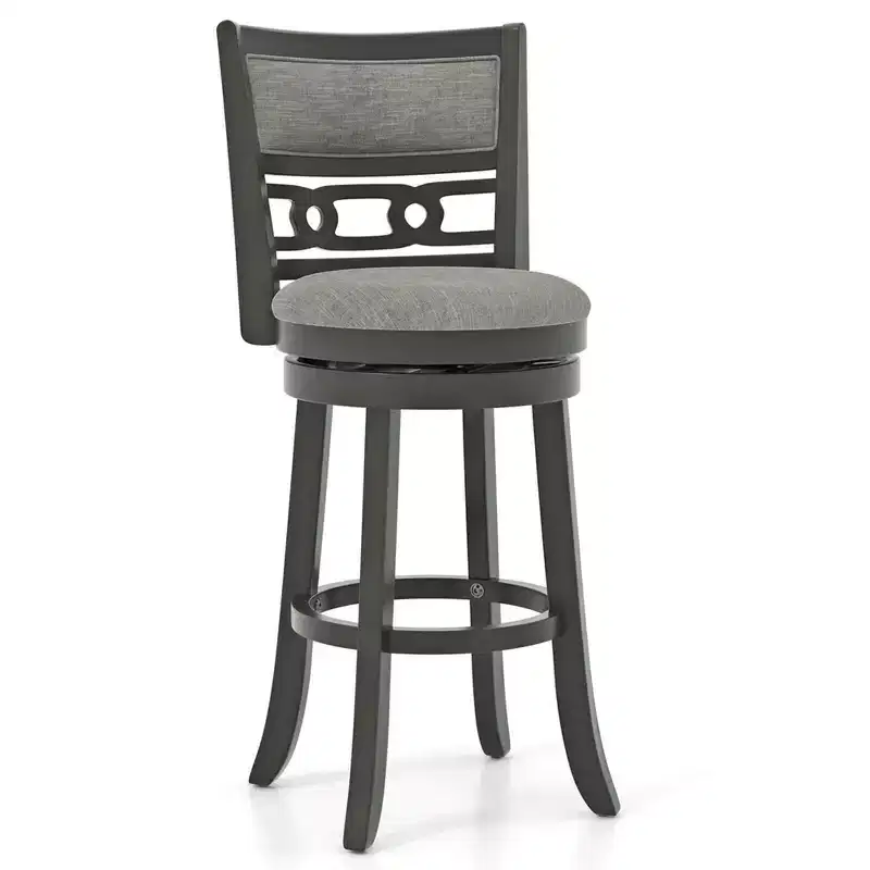 Costway 30.5 Upholstered Bar Stool Set of 1/2/4 with Wooden Frame Swivel Seat Footrest for Pub