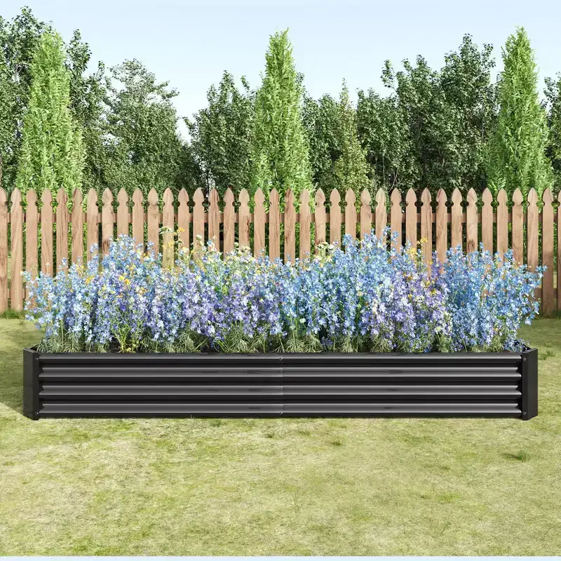 NAYSAYE Planter Metal Raised Garden Bed Anti-Rust Coating for Flowers Vegetables Herbs Outdoor Use, Black, 44.69*91.34*11.81