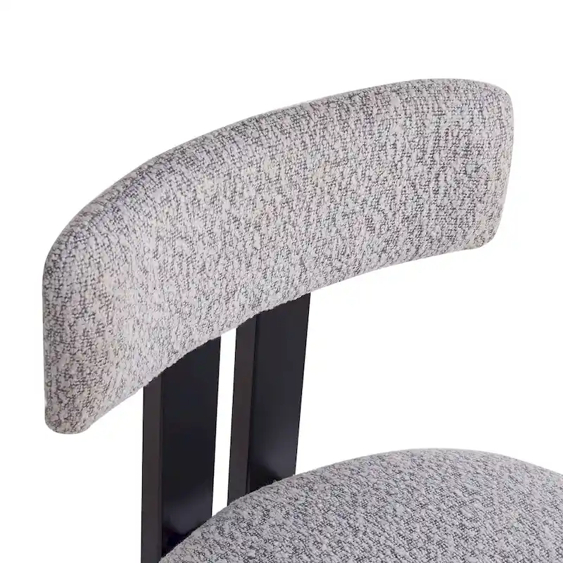 26.5 Round Upholstered Counter Stools, Set of 2 Low Back Bar Chairs with Black Metal Frame