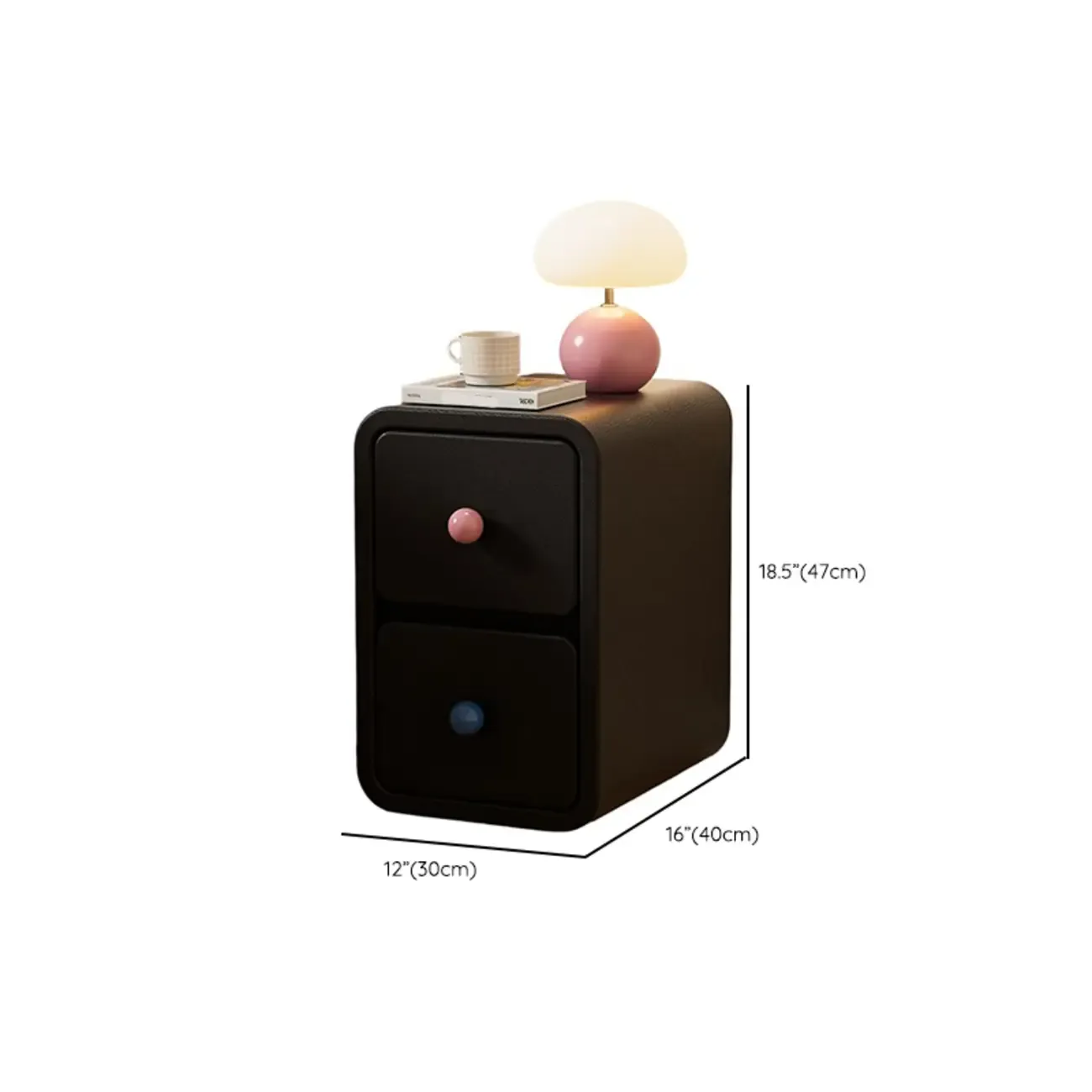 Narrow Rectangular Wood Nightstand with Drawers