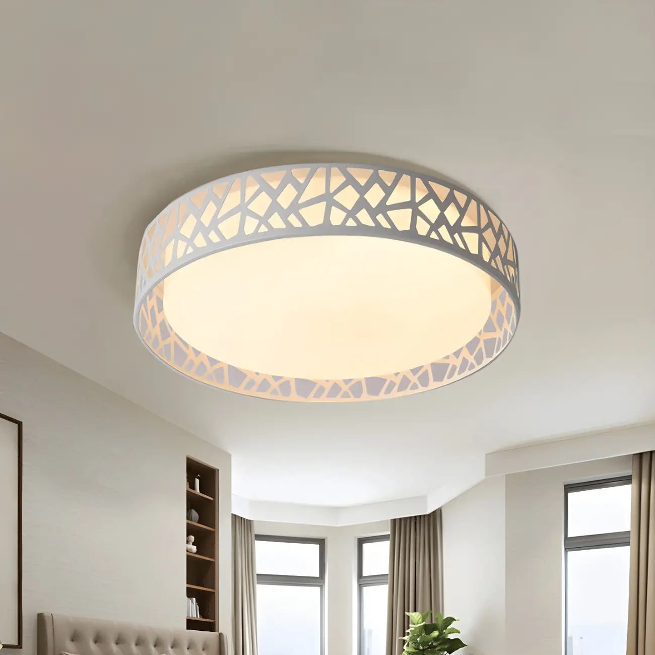 Modern 19 White Acrylic LED Flush Mount Ceiling Light