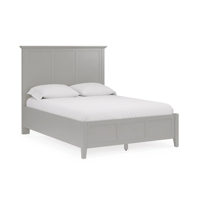 Fritz King Size Bed, Three Panel Design, Beveled Top, Gray Solid Wood