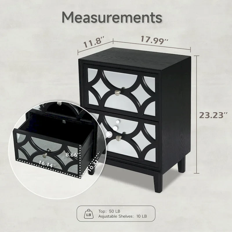 Contemporary Mirror Front Nightstand