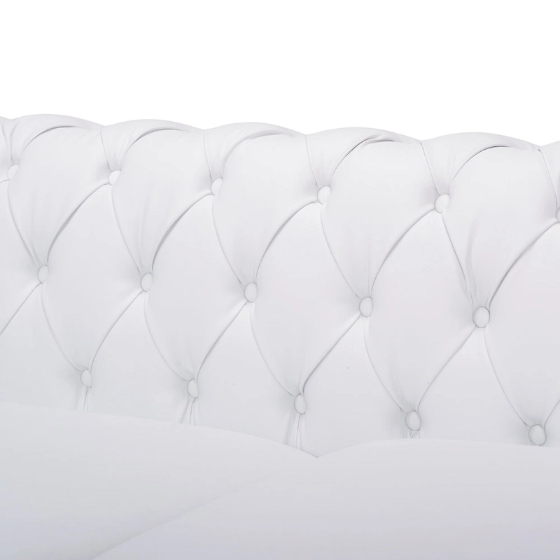 White 83 Chesterfield Button Tufted 3-Seater Sofa with Nailheads and Legs