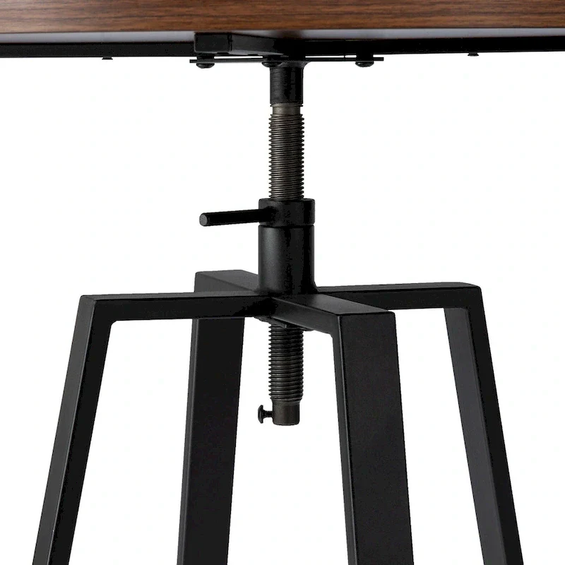 Glitzhome Industrial Wood Top Adjustable Swivel Round Pub Bar Table