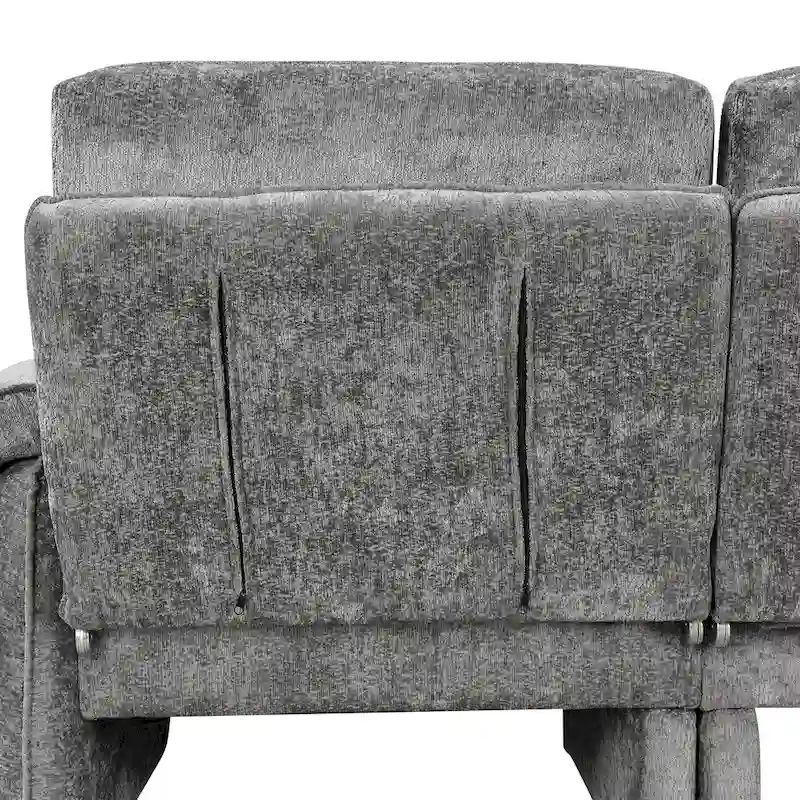 94.1 Chenille L-Shaped Futon Sofa with Adjustable Backrest & Reversible Chaise