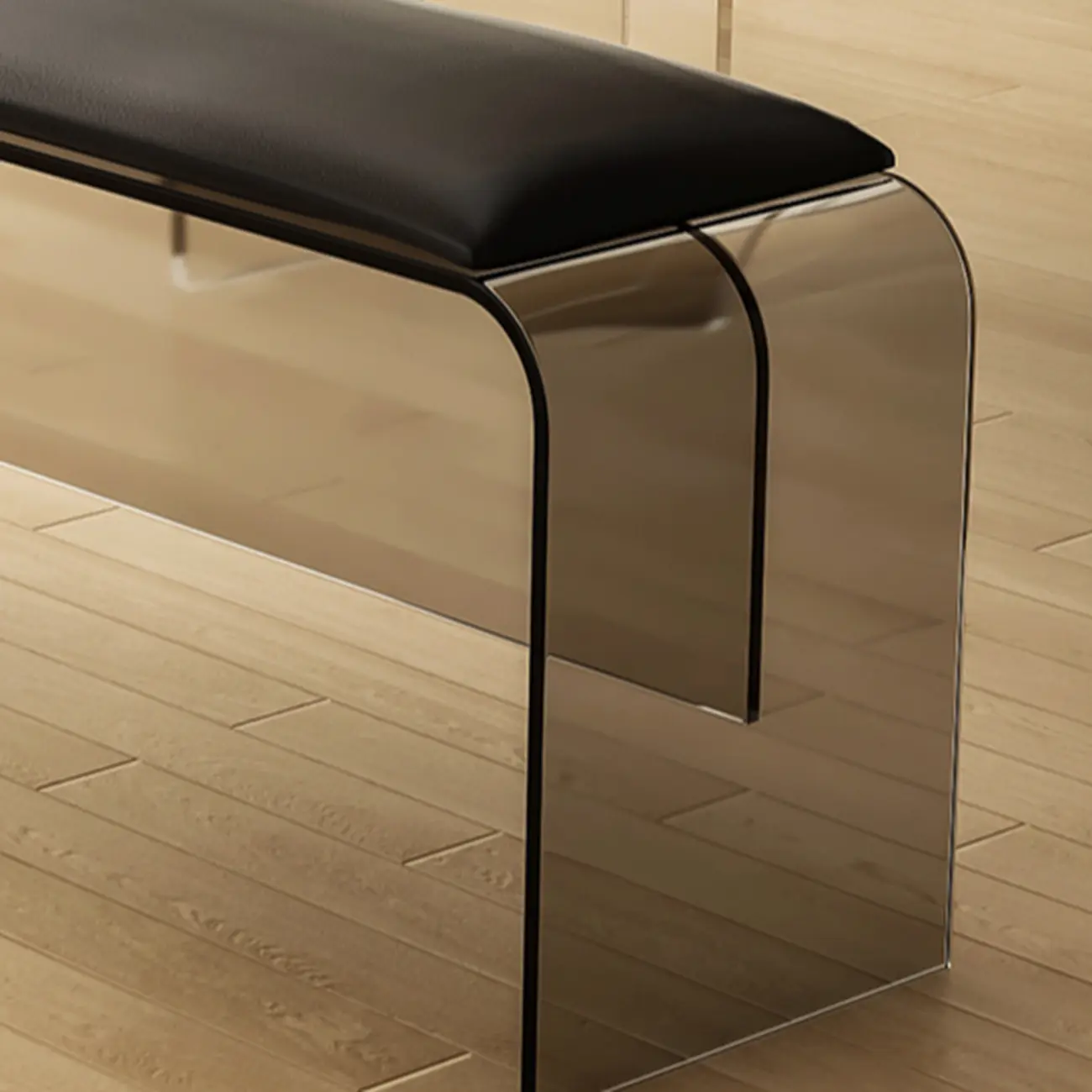 Acrylic Black Upholstered Bedroom Bench