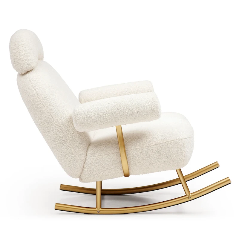 Modern Sherpa Fabric Nursery Rocking Chair