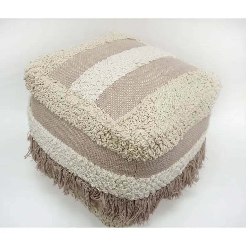 Home&Manor Wool Cotton Marko Pouf