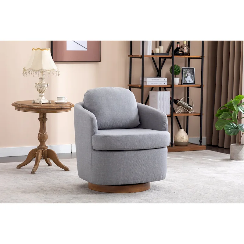 Light Blue Upholstered Swivel Accent Chair - Single Seat