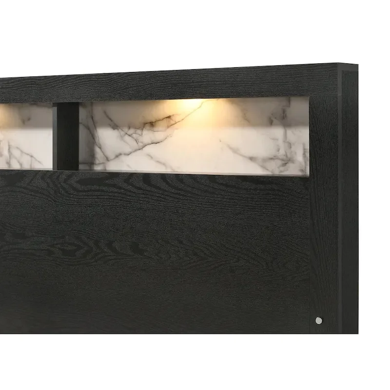 Gaylene 5 Piece Black LED Bookcase Panel Bedroom Set