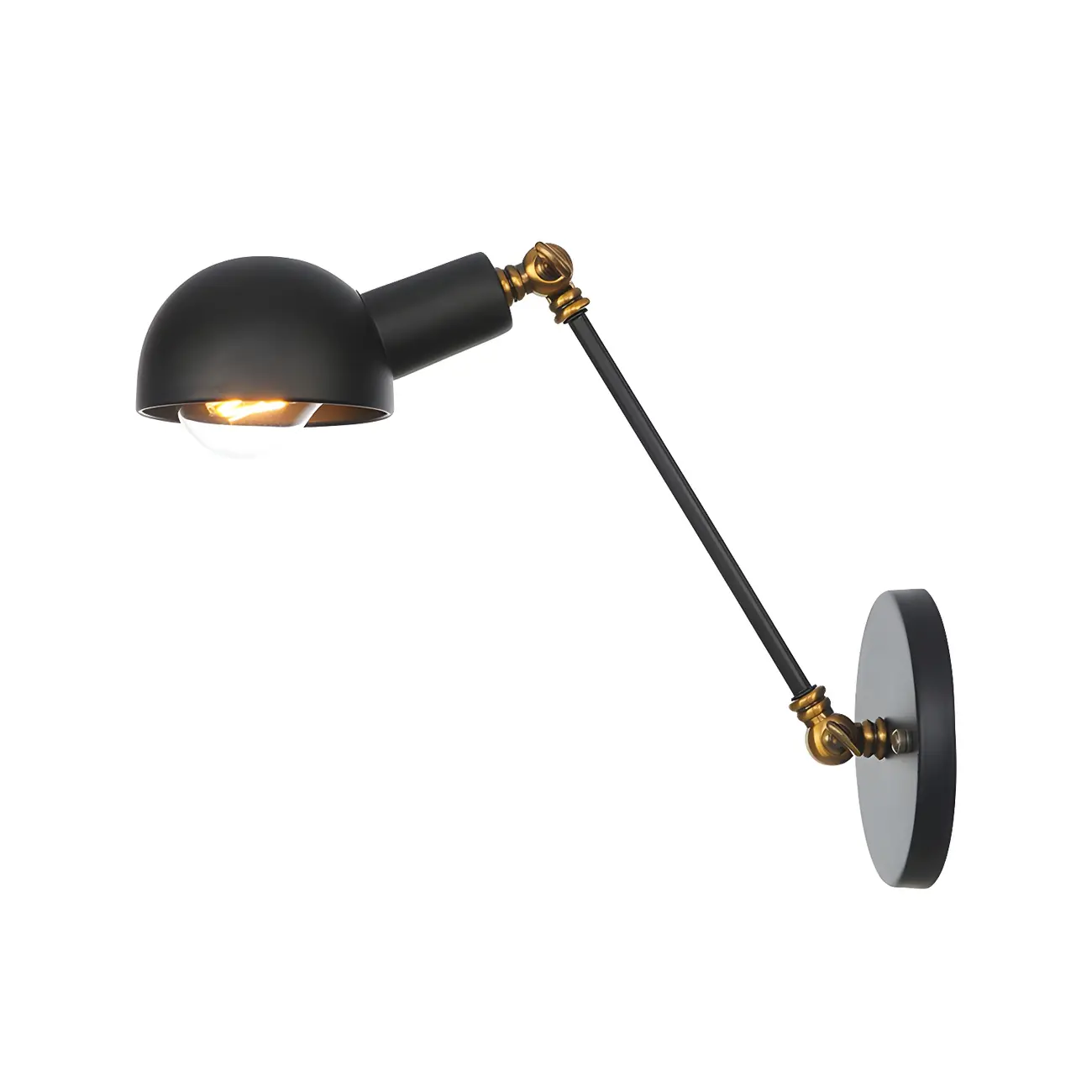 Adjustable Industrial Dome Swing Arm Wall Light