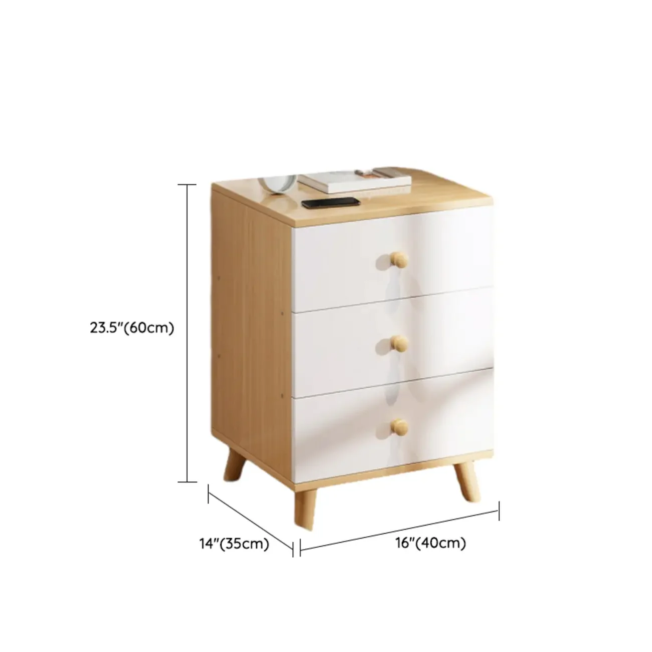 Modern Wooden Bedside Table with Dual Drawers
