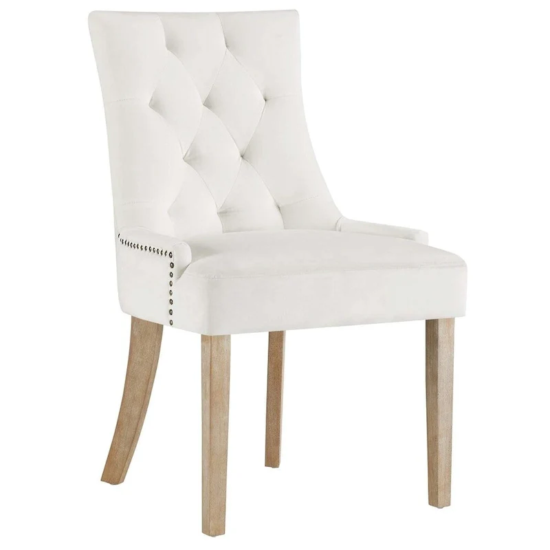 Tufted Velvet Upholstered Dining Chair With Nailhead Trim in Black