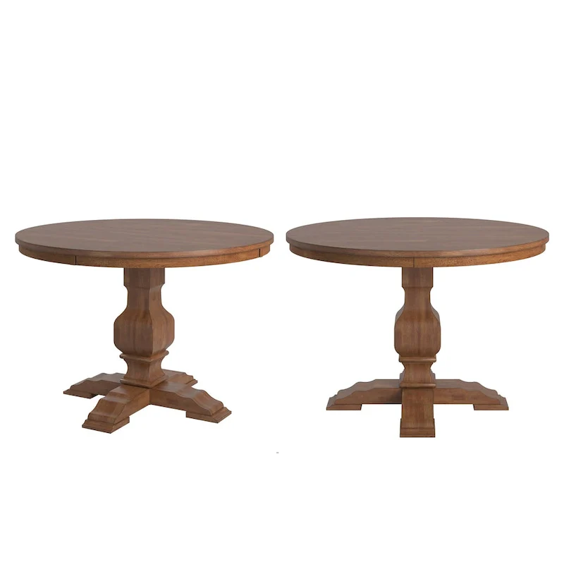 Ronda Two-Tone Round Solid Wood Top Dining Table