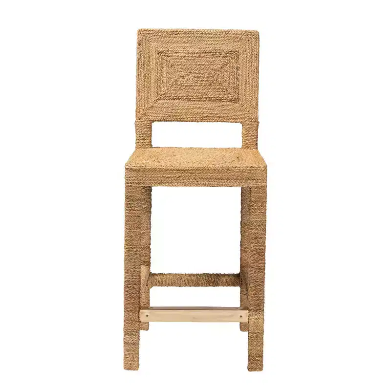bali & pari Anfield Natural Seagrass and Mahogany Wood Counter Height Barstool: 30 Day Limited Warranty, No Assembly Required