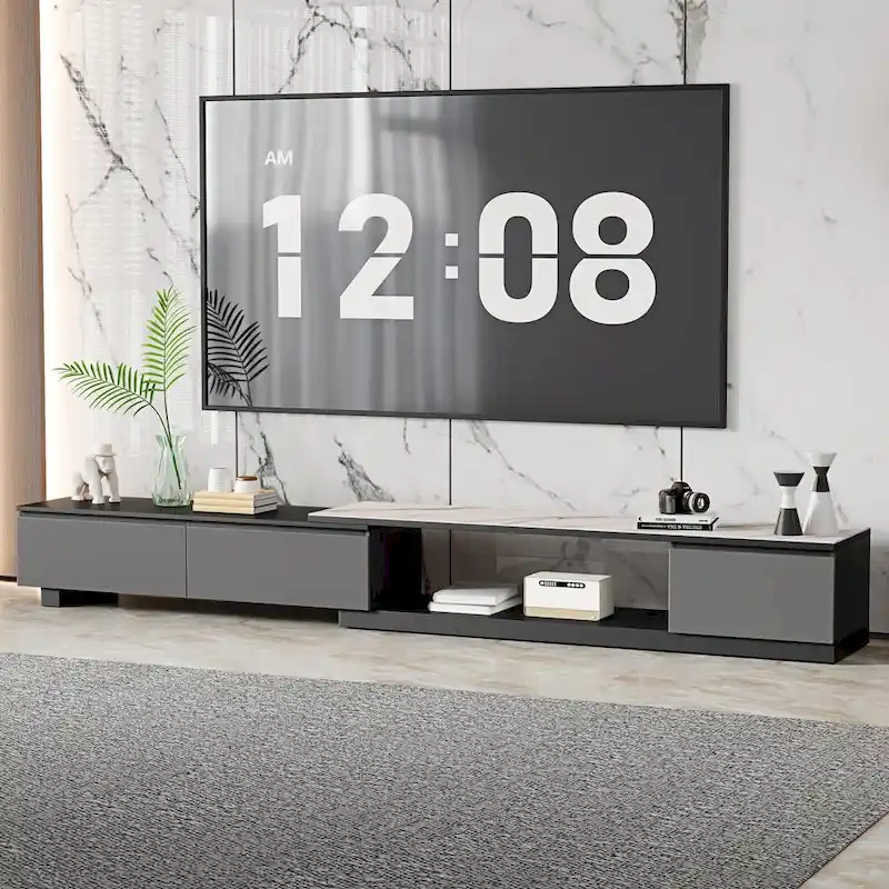 Extendable TV Stand Media Console With 3 Drawers - 75 - 122