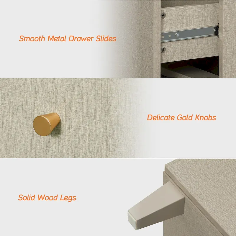 Sideboard Buffet Cabinet with Drawer - Fabric Texture Finish (Beige)