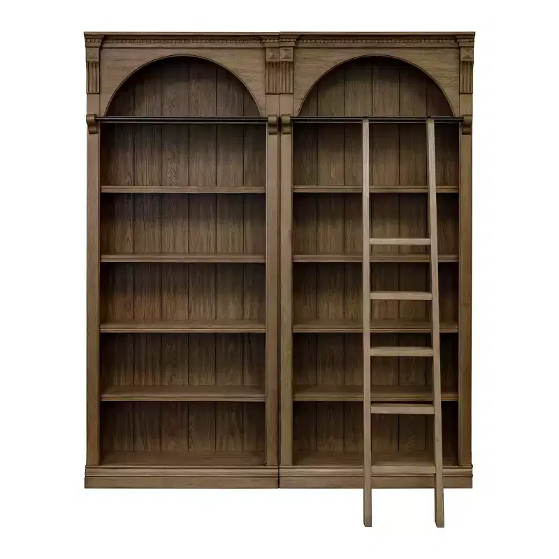 Martin Furniture 94" Traditional Tall Bookcase Wall, Stratton Collection Brown: 5-Shelf Wood Shelving, No Assembly Required
