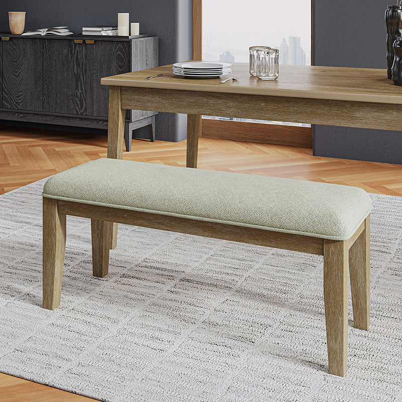 Genuine Leather Tufted Bench with Solid Wood Frame & Walnut Rubberwood Legs | Black / Grey | Single