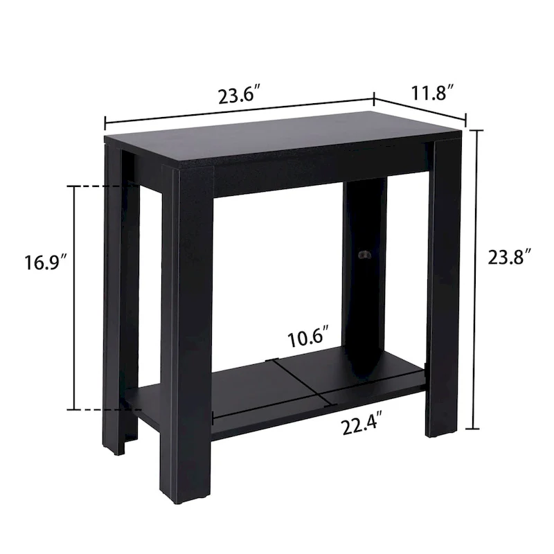 Narrow End Table with Shelf