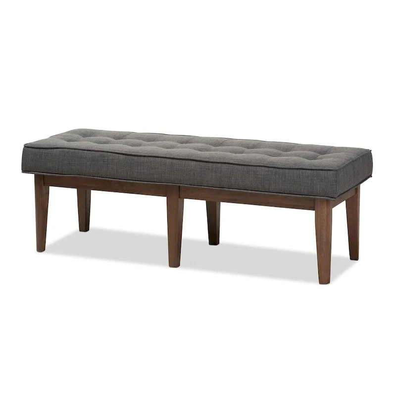 Mid-Century Fabric Button-Tufted Bench by Baxton Studio