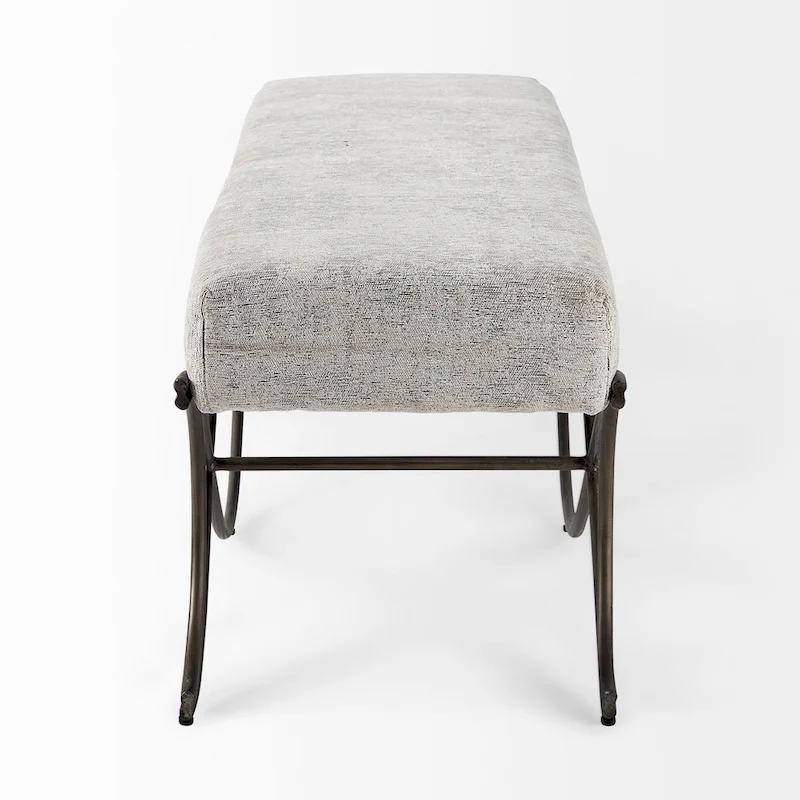Ayla Gray Fabric Seat w/ Dark Nickel Metal Frame Bench