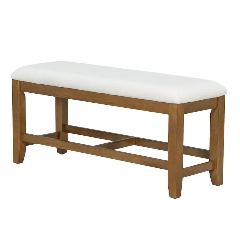 6-Piece Farmhouse Extendable Dining Set with Leaf & Bench