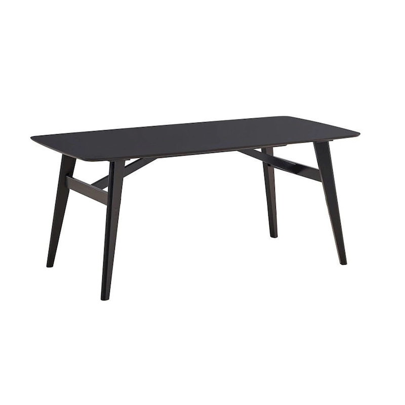 Iora 71 Inch Dining Table, Industrial Style, Rounded Corners, Black Wood