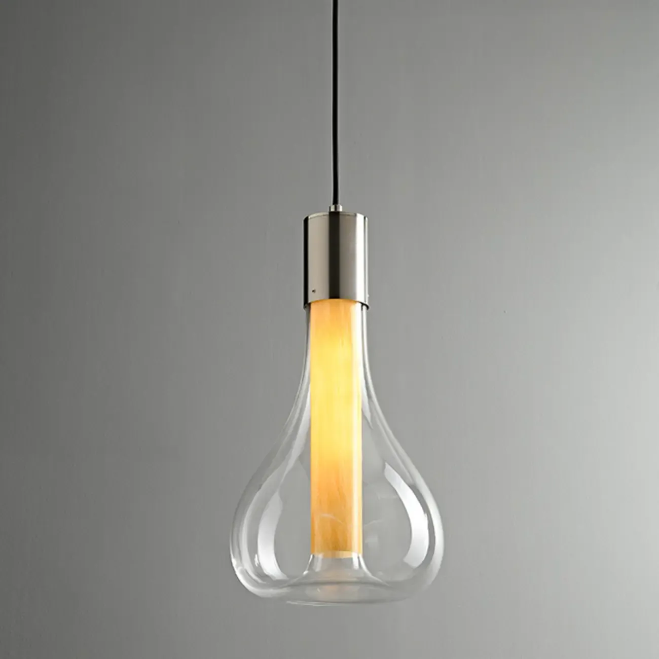 Small Water Drop Smoke Grey Glass LED Hanging Pendant Light