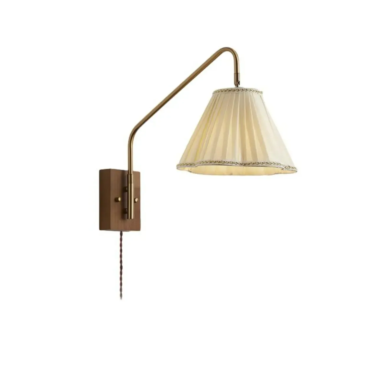 Modern Living Room Wall Light with Pleated Fabric Shade