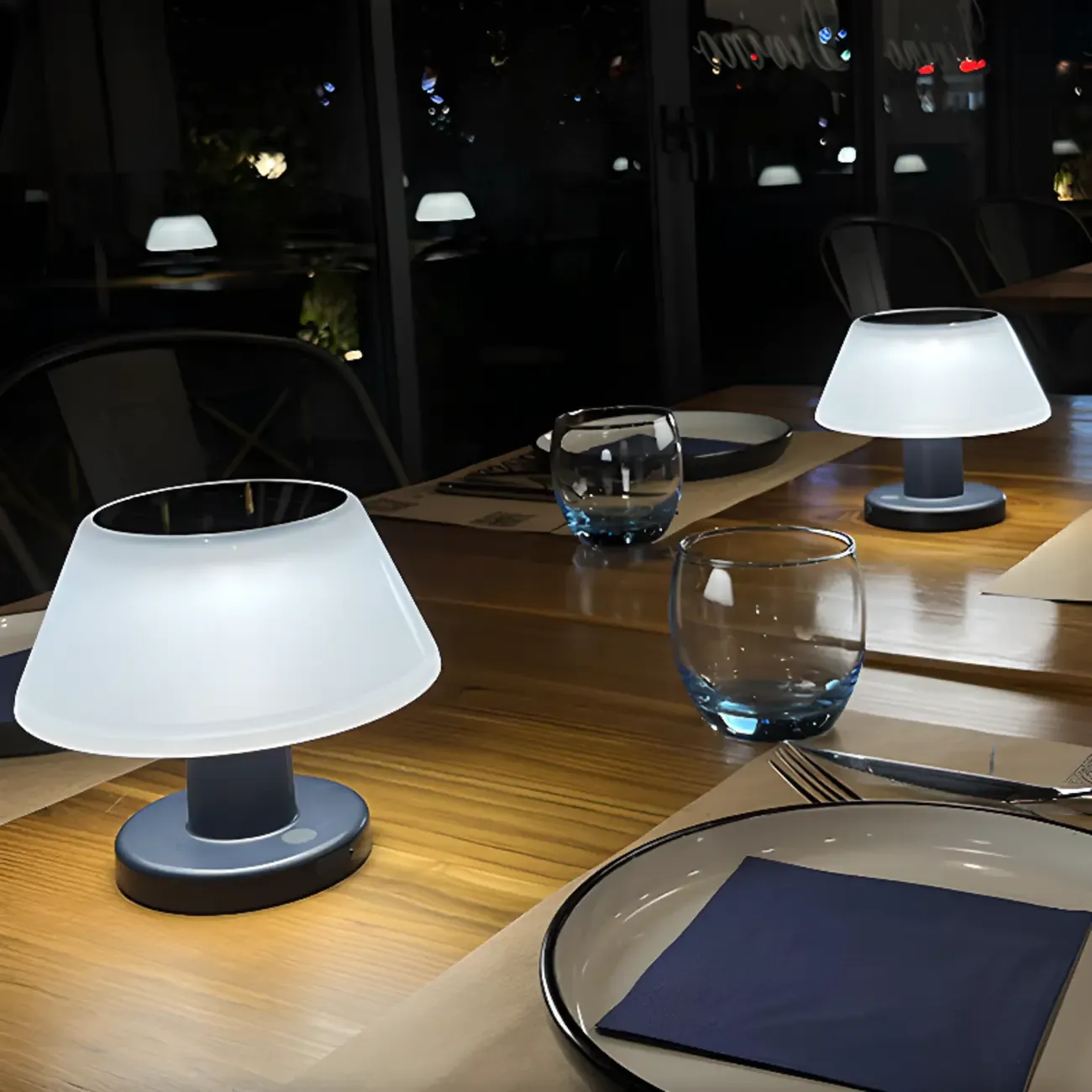 Modern White Cone Solar Outdoor Post Lights