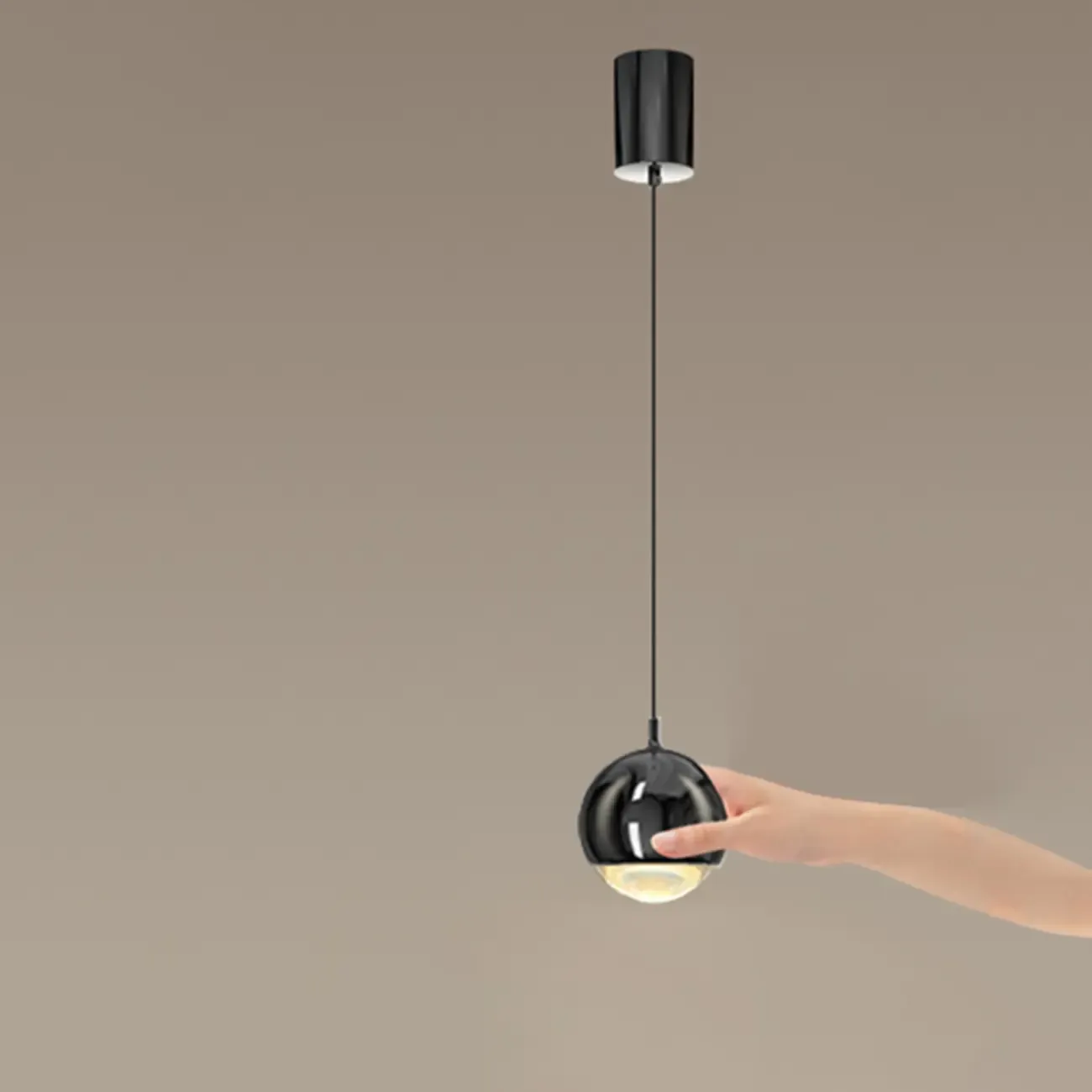 Modern Chrome Metal Globe Pendant Light Warm LED