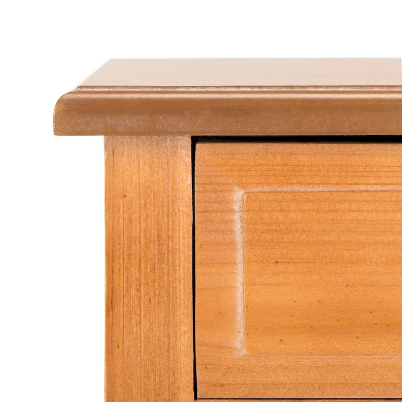 French Farmhouse Accent Table with 2 Drawers - Natural Elm Wood