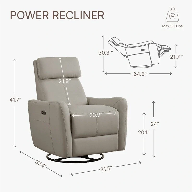 Merlin Power Swivel Glider Rocker Recliner Nursing Chair Recliner