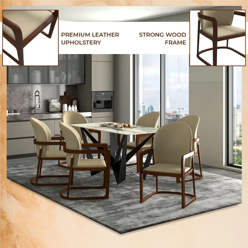 Modern Dining Chair in Upholstered Leather Svelta Series by LeisureMod