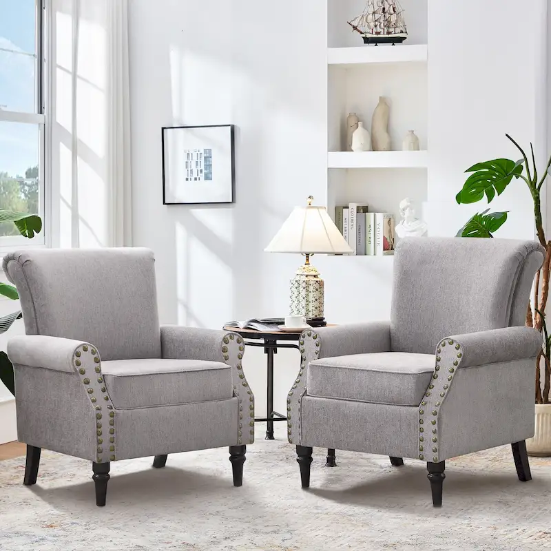 Classic Upholstered Accent Chair Set of 2