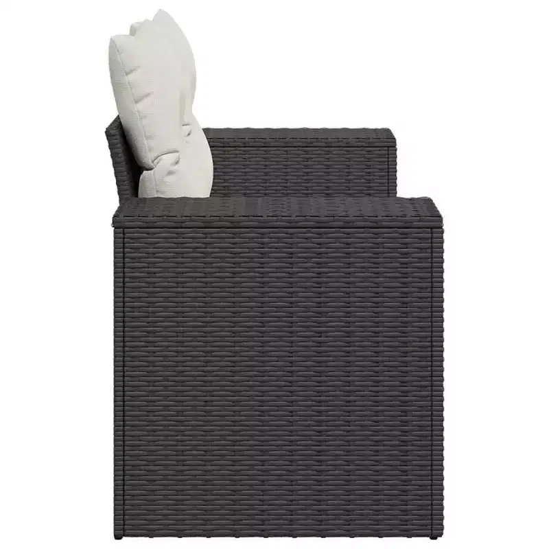 vidaXL Garden Sofa Black and Cream Poly Rattan and Powder-Coated Steel