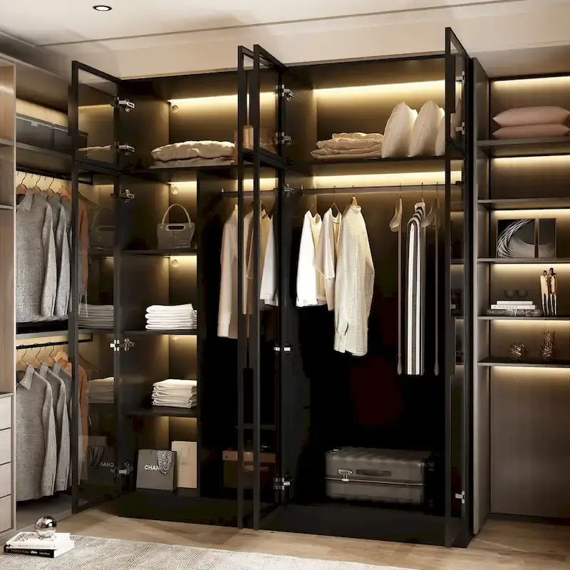 Modern Aluminum Framed Wardrobe: Spacious Design with LED Armoires