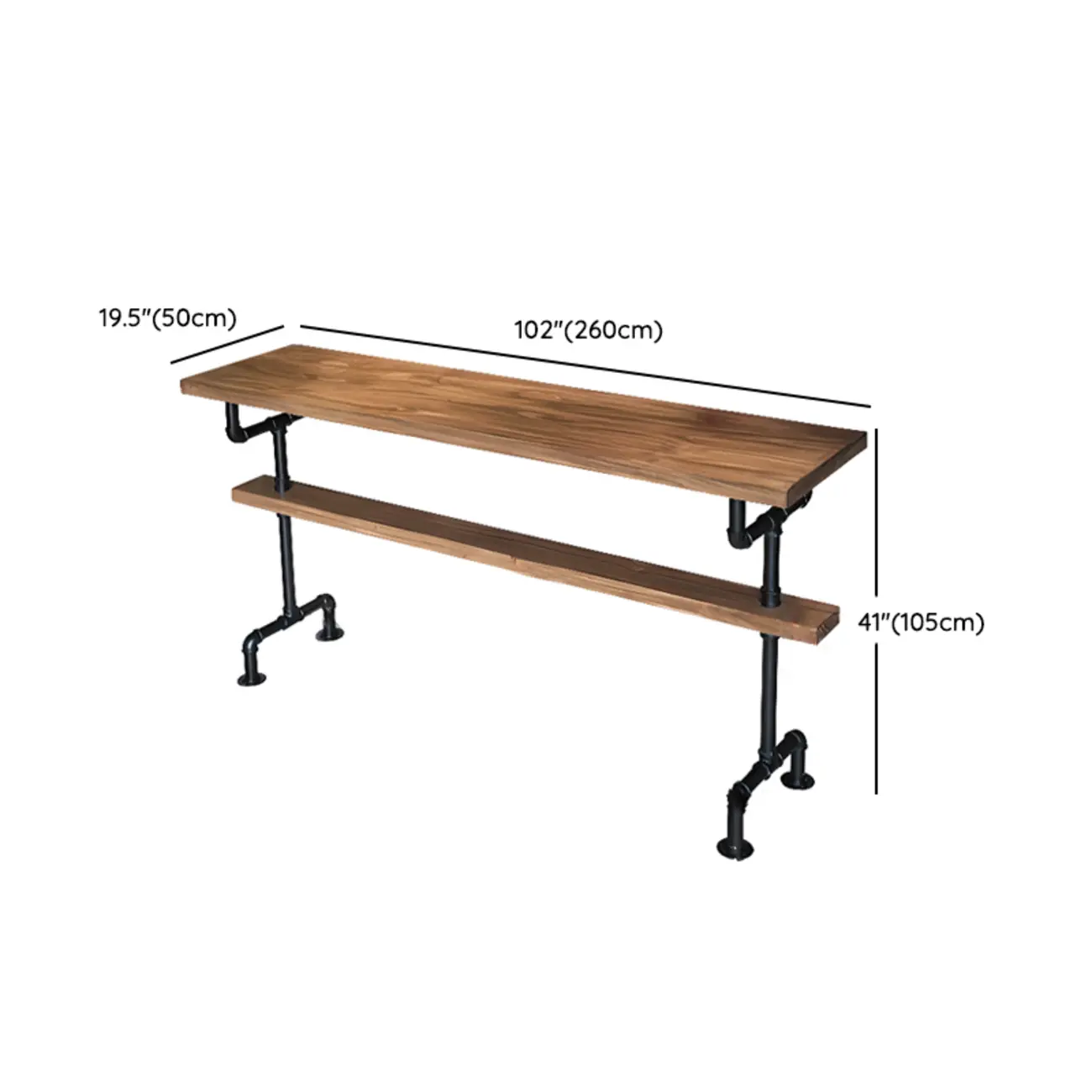 Industrial Brown Black Metal Wood Bar Tables